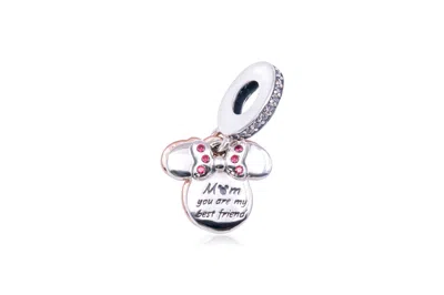 Pandora Disney Minnie Mouse Silhouette Double Dangle Charm In Metallic