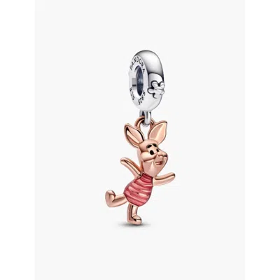 Pandora Disney Piglet Sterling Silver And 14k Rose Gold-plated Dangle
