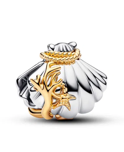 Pandora Disney Princesses Ariel Shell Lab-grown Diamond Two-tone Charm In Metallic
