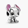 Pandora Disney Stitch Silver Charm With Black And Purple Enamel In Multi