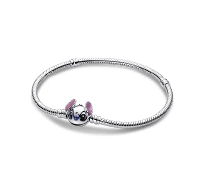 Pandora Disney Stitch Snake Chain Bracelet In Silver