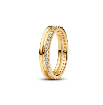 Pandora Double Band 14k Gold-plated Ring In Gold Plated