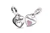 Pandora Sterling Silver Double Heart Split Dangle Charm In Metallic