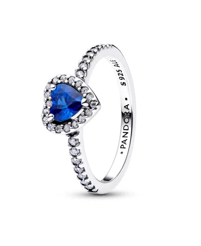 Pandora Elevated Princess Blue Heart Ring In Multi