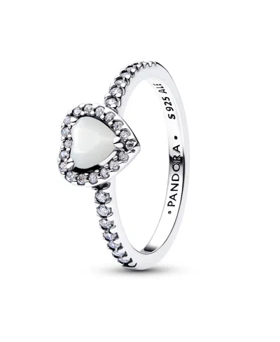 Pandora Elevated Princess Blue Heart Ring In Silver
