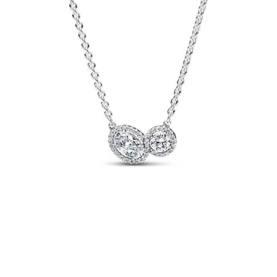 Pandora Embracing Halo Necklace In Orange