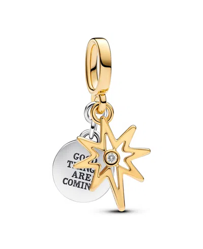 Pandora Engravable North Star Lab-grown Diamond Dangle Charm In Sterling Silver