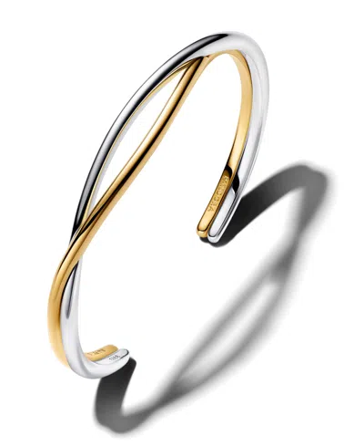 Pandora Entwined Two-tone Open Bangle In Green