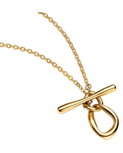 Pandora Essence 14k Plated Organically Shaped Circles T-bar Necklace In Gold