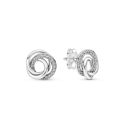 Pandora Family Always Encircled Stud Earrings In Silver