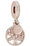Pandora Family Heritage Dangle Rose Charm In Rose Gold In Gold