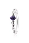 Pandora February Purple Beaded Ring In Metallic