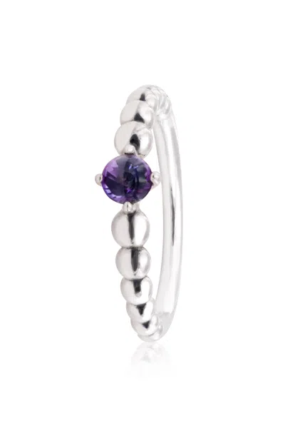 PANDORA PANDORA FEBRUARY PURPLE BEADED RING