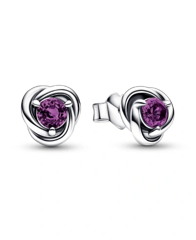 Pandora February Purple Eternity Circle Stud Earrings