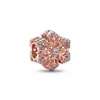 Pandora Festive Snowflake Rose Charm In Rose Gold In Pink