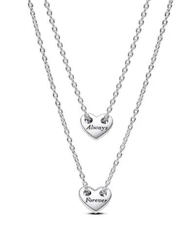 Pandora Forever Always Splittable Heart Collier Necklaces In Silver