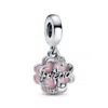 Pandora Four Leaf Clover Friendship Dangle Charm In Silver In Pink