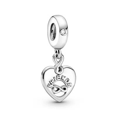 Pandora Friends Forever Heart Dangle Charm In Silver In Metallic