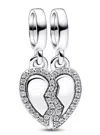 Pandora Friends Splittable Heart Dangle Charm In Silver