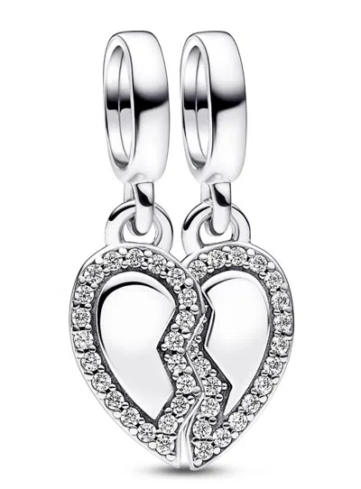 Pandora Friends Splittable Heart Dangle Charm In Silver