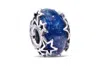 Pandora Galaxy Blue & Star Murano Charm In Blue