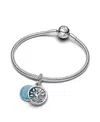 Pandora Glow-in-the-dark Infinity Tree Double Dangle Charm In Sterling Silver