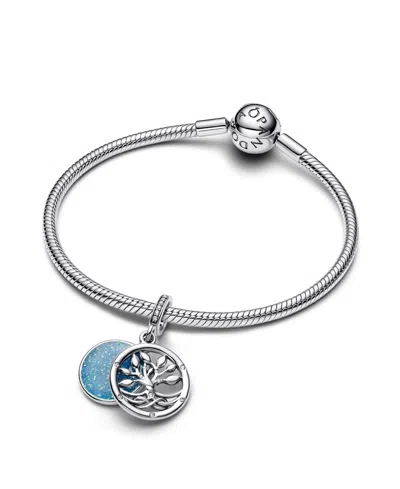 Pandora Glow-in-the-dark Infinity Tree Double Dangle Charm In Sterling Silver