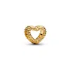 Pandora Gold-plated Beaded Open Heart Charms In Gold