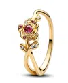 Pandora Gold-plated Disney Beauty And Beast Rose Ring In Gold