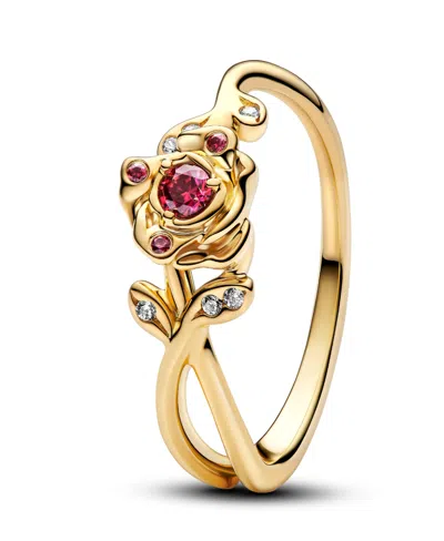 Pandora Gold-plated Disney Beauty And Beast Rose Ring