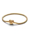 Pandora Gold-plated Family Tree Heart Clasp Snake Chain Bracelet In Gold