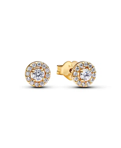 Pandora Gold-plated Round Pave Halo Stud Earrings