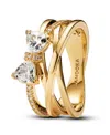 Pandora Gold-plated Sparkling Bow Crossover Band Ring In Gold