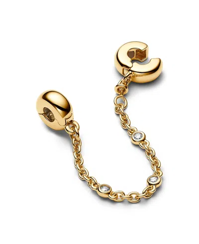 Pandora Gold-plated Triple Clear Stone Safety Chain Charm