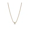 Pandora Gold-plated Triple Stone Heart Collier Pendant Necklace In Gold