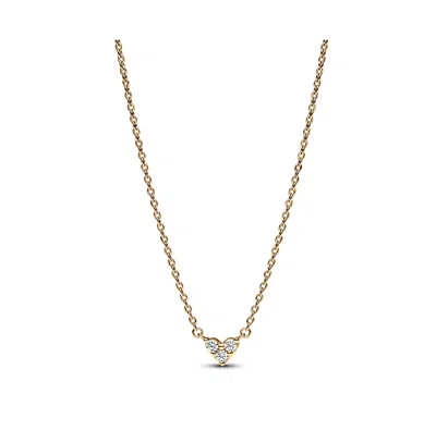 Pandora Gold-plated Triple Stone Heart Collier Pendant Necklace