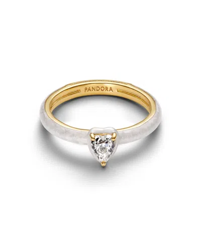 Pandora Gold Plated White Chakra Heart Ring