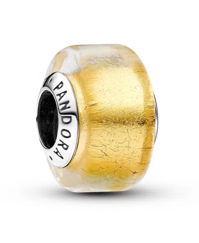 Pandora Golden Mini Murano Glass Charm In Yellow