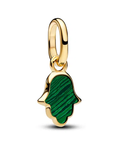 Pandora Green Hamsa Hand Mini Dangle Charm In Gold