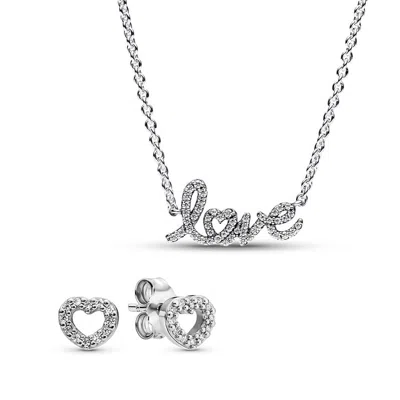 Pandora Handwritten Love Jewelry Gift Set In Silver