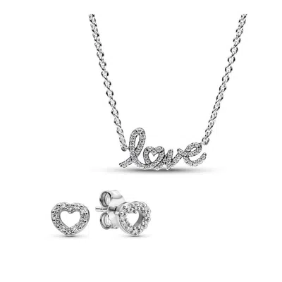 Pandora Handwritten Love Jewelry Gift Set In Metallic