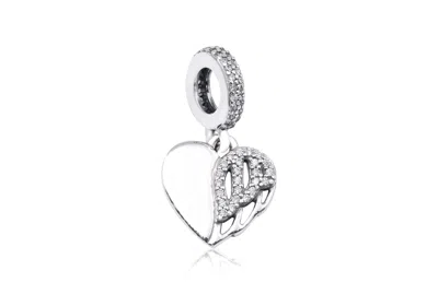 Pandora Heart & Angel Dangle Charm In Metallic