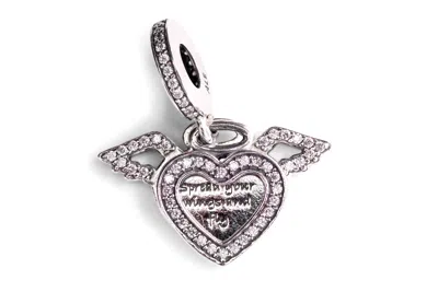 Pandora Heart And Angel Wings Dangle Charm - In Silver