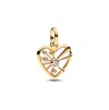 Pandora Heart And Rays Clear Medallion Charm In Gold