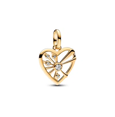 Pandora Heart And Rays Clear Medallion Charm In Gold