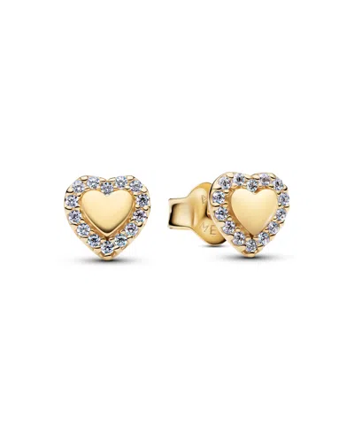 Pandora Heart Halo Stud Earrings In Gold