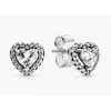 Pandora Heart Sterling Silver Stud Earrings In Metallic