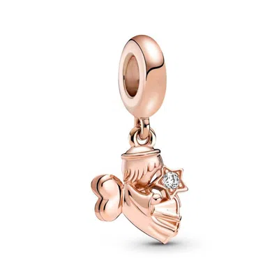 Pandora Heart Winged Angel Dangle Charm Bracelet In Pink
