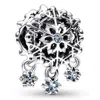 Pandora Icy Snowflake Drop Charm In Blue/silver Tone