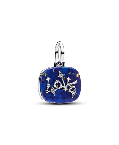 Pandora Imitation Lapis Lazuli And Cubic Zirconia Celestial-inspired Double Dangle Charm In Blue